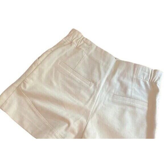 Zara High Waisted Elastic Cotton Shorts Pockets Hidden Buttons S Cream #2957 - Picture 5 of 12